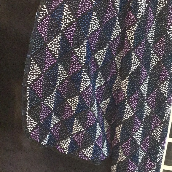 Nipon Night vintage beaded jacket, black/blue/white/purple, XL, NWT - Picture 8 of 14